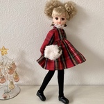リカちゃん 4点セット タータンチェックのハイウエストワンピコーデ
