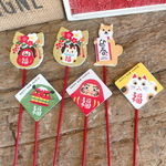 新作♡6本セット お正月 ウッドピック【ガーデン雑貨】植物と同梱の場合、送料無料♡オシャレなガーデニング雑貨