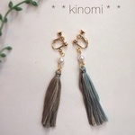 《再×3♡》秋冬♡タッセルとパールのイヤリング＊＊light blue mix