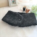 ふんわりあったか大人乙女のプチマフラーorネックウォーマー＊ブラック変わり織りウール*black*フォーマル*大人色