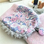 Libertyふんわりあったか大人乙女のプチマフラーorネックウォーマー*リバティフラワー*ウール*ピンクグレー