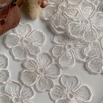 【8個】刺繍オーガンジーフラワーレース
