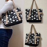 ★SALE★ボタン花　黒　トートバッグ 