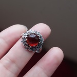 Hessonite garnet flower ring