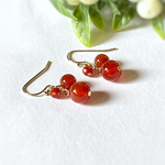 14kgf Christmas holly Earrings レッドアゲートの耳飾り