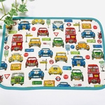 園児用 25×35 カラフルカー柄 ランチョンマット 緑縁どり  車