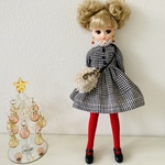 リカちゃん 4点セット クリスマス　グレンチェックのハイウエストワンピコーデ