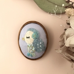 アマビエ刺繍ブローチ