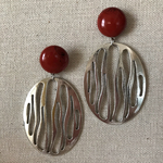 くり抜きゼブラ　オーバルピアス