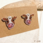 2021年！丑年なので牛さんピアス⭐︎【第2弾】おもしろ表情バージョン（茶色）