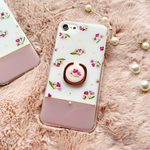 リング付き♡小花ダスティピンク×ホワイト ♡*＊ バイカラー押し花スマホケース