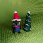 カワウソサンタとX'masツリー 羊毛フェルト