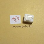 《再販》マグカップ おっと！こぼれるー：消しゴムはんこ。