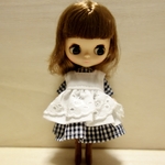 【pinksugarbunny様専用】プチブライス＊アウトフィット　エプロン付きワンピース(黒ギンガム)