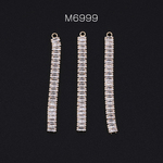 M6999  6個 チェーンチャーム ラインストーン付き 1カン 62mm ゴールド  3×【2ヶ】