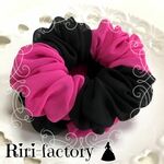 💖今日の100円引き💕【１個限定】ユア・クイーン♛さらにもこもこ✨ふわもこシフォンシュシュ❤(黒×ﾊﾟｯｼｮﾝﾋﾟﾝｸ)