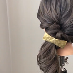 真鍮　リボン　槌目　バレッタorヘアカフス　