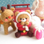 くまちゃんサンタとトナカイくんのクリスマス　羊毛フェルト