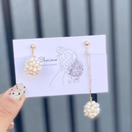 新作♡*°淡水パール×チェーンロング×アシンメトリー イヤリング　ピアス