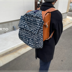 特別カラー！SIOCO・Portoシリーズ・コットンプリント生地〈濃紺・英字柄〉プレミアム ランドセルバッグパック【体操服袋】入学祝い ・レッスンバッグ・背負わない体操服入れ　