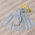 【size80】まんまるバルーン袖のふんわりワンピース　ハンドメイド　花柄　ホワイトグレー　