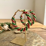 NEW！クリスマスリースのフープピアス レッド＆グリーン クリスマス