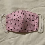 大人用　やや大きめ立体型マスク（4枚重ね）音符猫ピンク