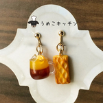 【イヤリング】　アップルパイとオレンジティー　ミニチュアフード 