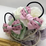 淡いピンクの麻の葉柄×エメラルドgreen♡ヘアゴム 2個set