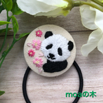 パンダ刺繍さくらのヘアゴム🌸