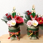 ミニ門松　ピンク椿　白椿　お正月飾り