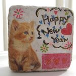 ＨａｐｐｙＮｅｗＹｅａｒ吹き出し猫柄レンガ中サイズ