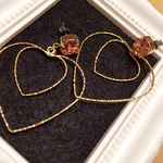 ひと粒ビジュー×ハートフープピアス