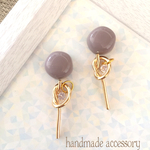 くすみパープル×bijou結いGOLD ピアス/イヤリング