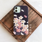 花あかり(桜)〜和布刺繍 和柄 iPhoneスマホケース【受注制作】