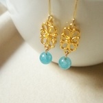 ✧アクアマリンとお花のスカシパーツのピアス✧