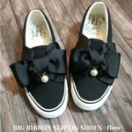 【22.0~29.0cm】Bigリボンスリッポン/bk