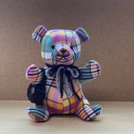 くまさんのぬいぐるみ　チェック柄　Lサイズ　NO.1