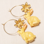 フープフラワーウサギピアス☆ゴールド☆
