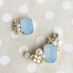 summer SALE お花畑のイヤーカフ＆ピアス（イヤリング）ブルーver.