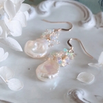 ＊再販＊【14kgf】花弁パール×プレシャスオパール＊ピアス