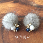 ミンクファー×ビジューピアス