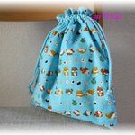 入園入学体操服袋（体操服入れ）巾着Ｌ☆ブルー柴犬とおにぎり柄