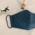 [冬マスク] アイロンいらずギンガムチェック立体マスク～インディゴ～