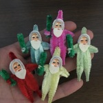 ミニチュア・モールサンタ5人　モールアート♡ミニミニクリスマスオーナメント♡