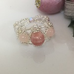 インカローズとピンクオパールのリング