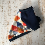 犬服▲▼トライアングルブロック柄ラグラントレーナー