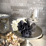 フルール　バナナクリップ  リネンファブリックリボン　濃淡グレー