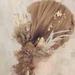 金箔ヘア✨ゴールドヘッドドレス★ウエディング★ナチュラル★ガーデン★結婚式★花嫁★卒業式★ヘアアクセサリー★ヘッドパーツ★マタニティフォト★成人式