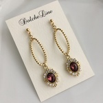 ワンコイン★ガーネットカラー　ビジュー　ピアス(イヤリング)